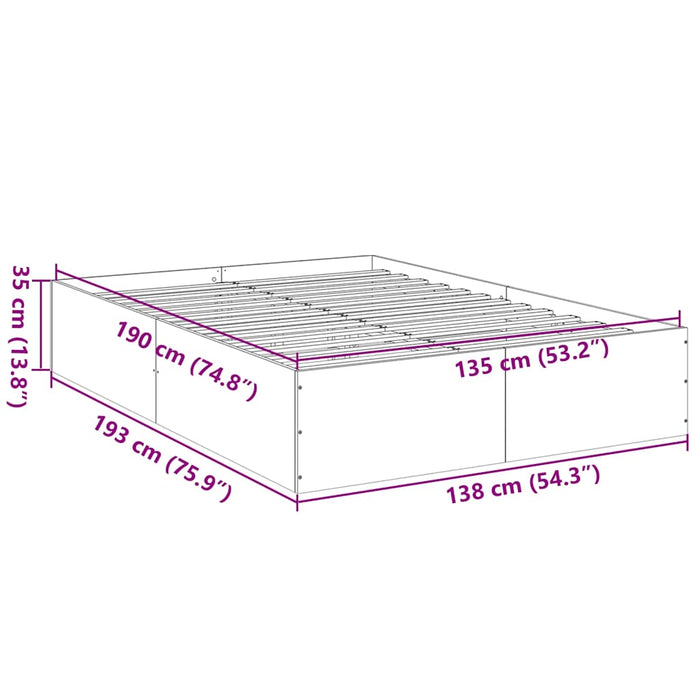 Cadru de pat, stejar maro, 135x190 cm, lemn prelucrat WALTI