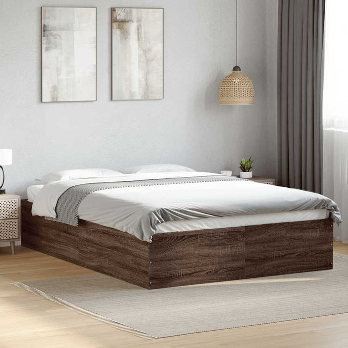 Cadru de pat, stejar maro, 135x190 cm, lemn prelucrat WALTI