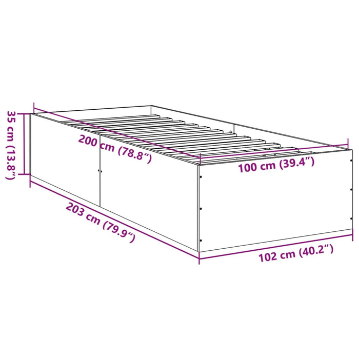 Cadru de pat, gri sonoma, 100x200 cm, lemn prelucrat - WALTI WALTI