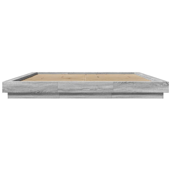 Cadru de pat cu lumini LED gri sonoma 200x200 cm lemn prelucrat - WALTI WALTI