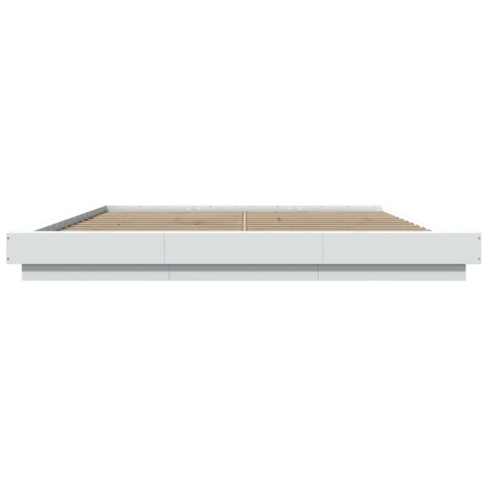 Cadru de pat cu lumini LED, alb, 180x200 cm, lemn prelucrat WALTI