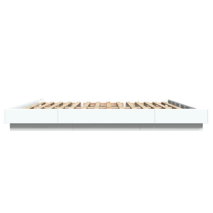Cadru de pat cu lumini LED, alb, 180x200 cm, lemn prelucrat WALTI