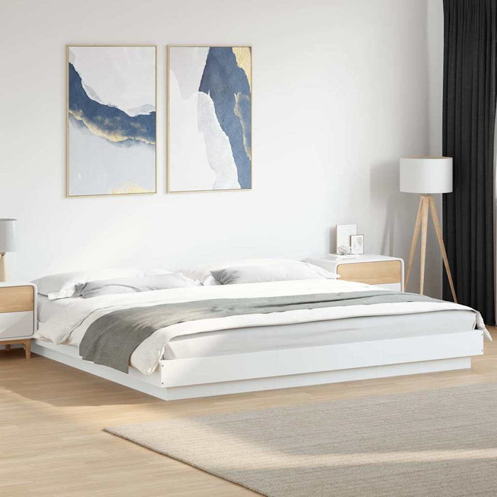 Cadru de pat cu lumini LED, alb, 180x200 cm, lemn prelucrat WALTI