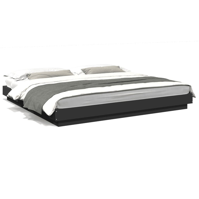 Cadru de pat cu lumini LED, negru, 180x200 cm, lemn prelucrat WALTI