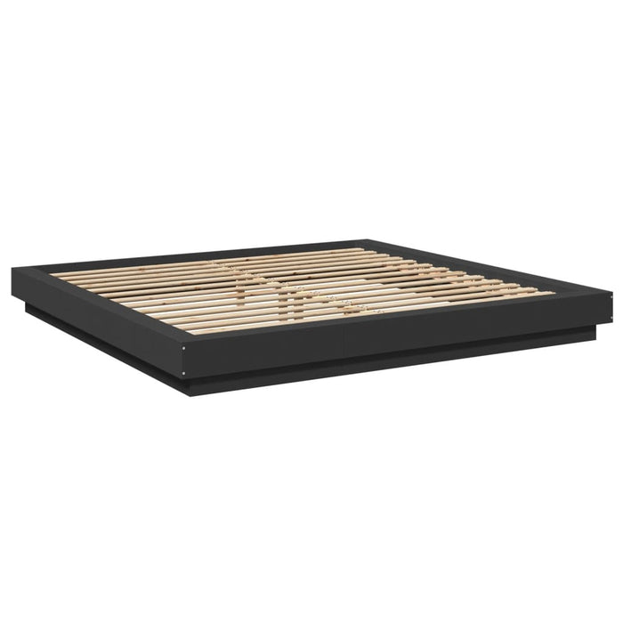 Cadru de pat cu lumini LED, negru, 180x200 cm, lemn prelucrat WALTI