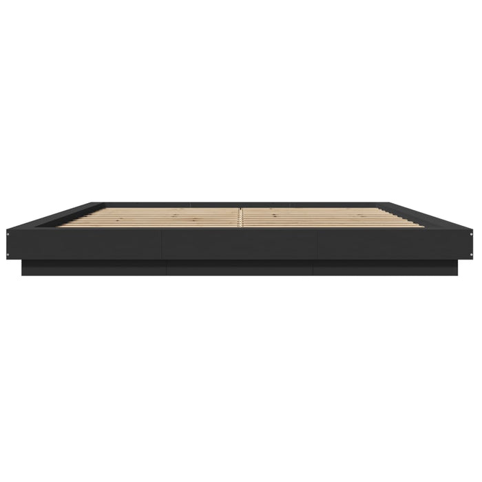 Cadru de pat cu lumini LED, negru, 180x200 cm, lemn prelucrat WALTI