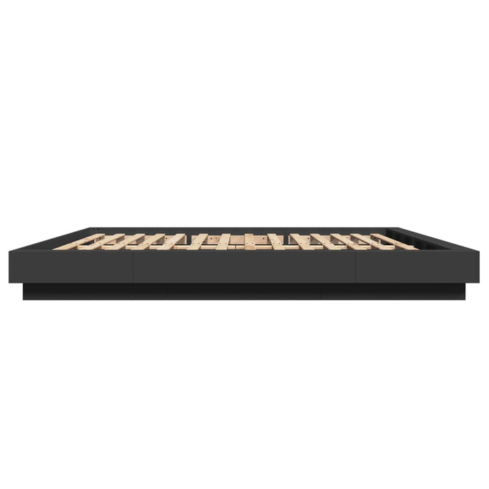 Cadru de pat cu lumini LED, negru, 180x200 cm, lemn prelucrat WALTI