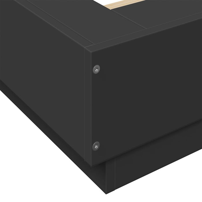 Cadru de pat cu lumini LED, negru, 180x200 cm, lemn prelucrat WALTI