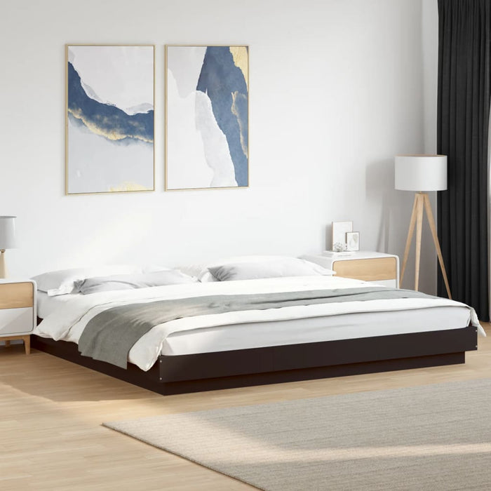 Cadru de pat cu lumini LED, negru, 180x200 cm, lemn prelucrat WALTI