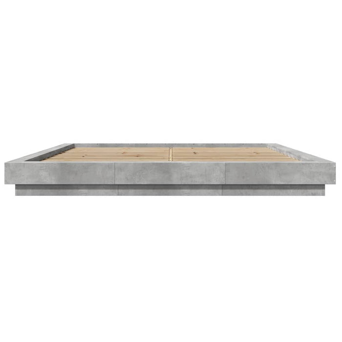 Cadru de pat cu lumini LED gri beton 180x200 cm, lemn prelucrat WALTI