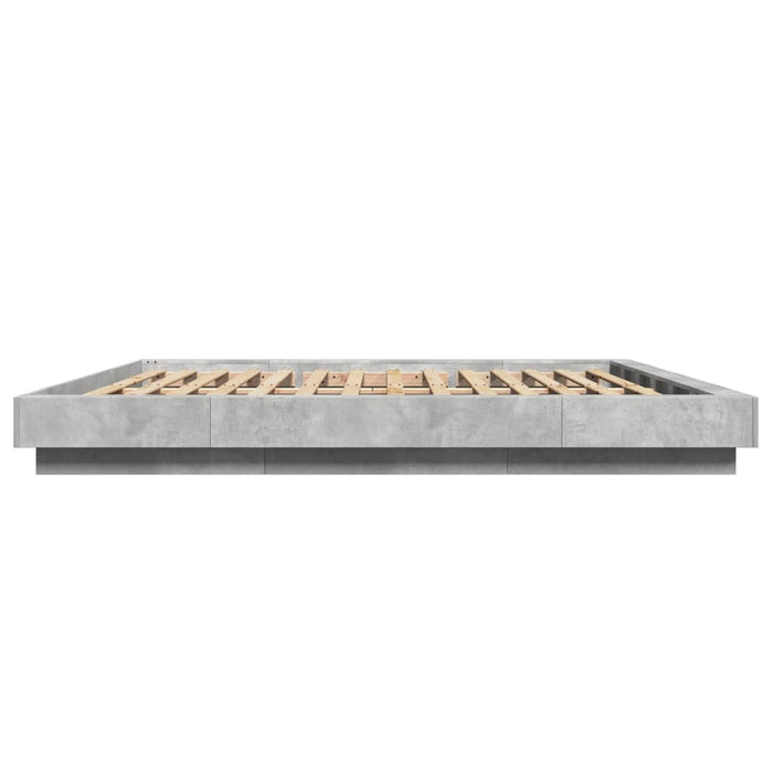Cadru de pat cu lumini LED gri beton 180x200 cm, lemn prelucrat WALTI