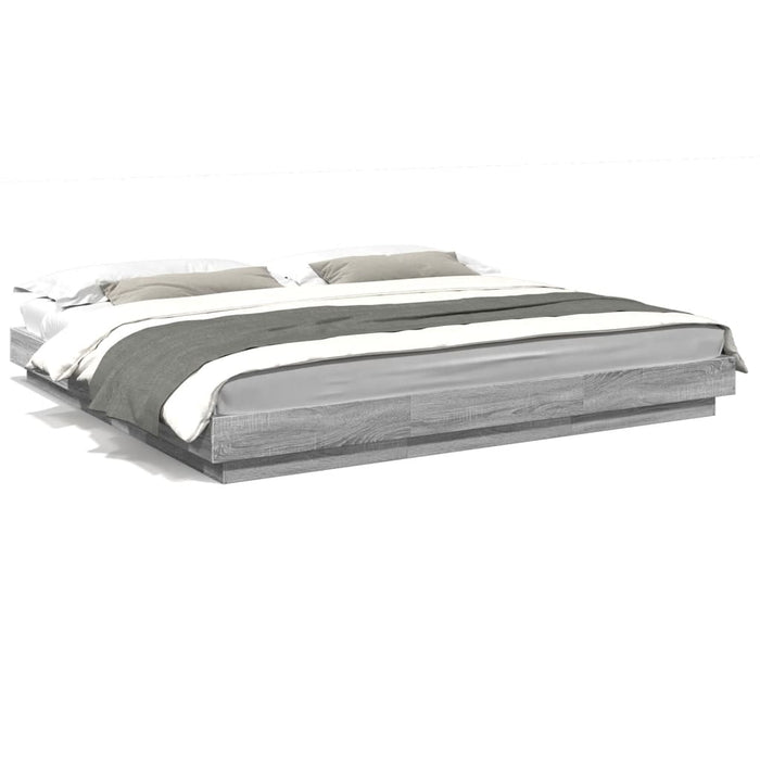 Cadru de pat cu lumini LED gri sonoma 180x200 cm lemn prelucrat - WALTI WALTI