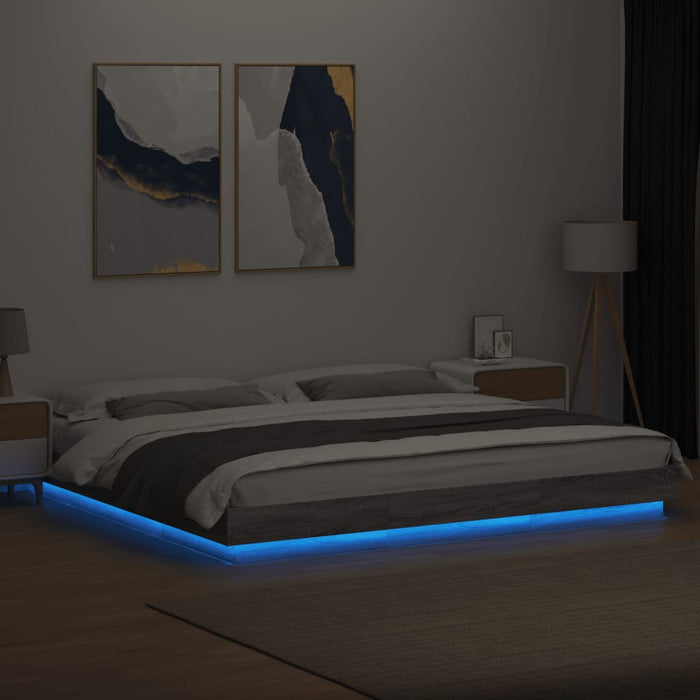 Cadru de pat cu lumini LED gri sonoma 180x200 cm lemn prelucrat - WALTI WALTI