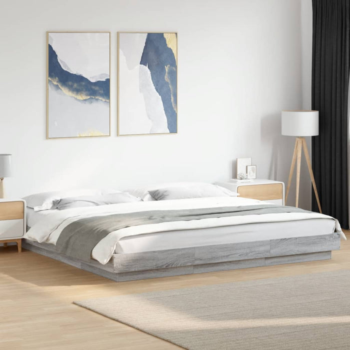 Cadru de pat cu lumini LED gri sonoma 180x200 cm lemn prelucrat - WALTI WALTI
