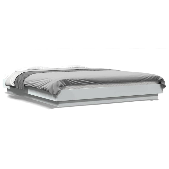 Cadru de pat cu lumini LED, alb, 160x200 cm, lemn prelucrat WALTI