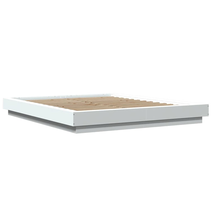 Cadru de pat cu lumini LED, alb, 160x200 cm, lemn prelucrat WALTI
