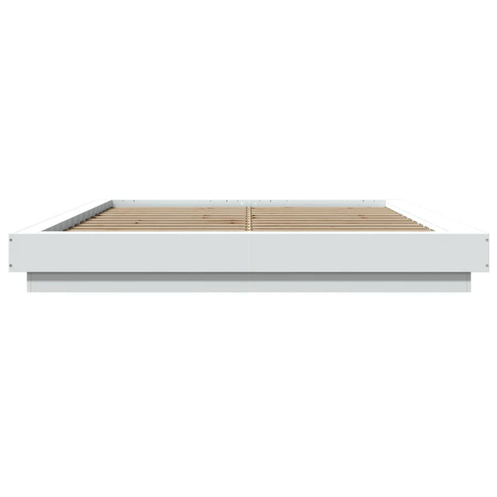 Cadru de pat cu lumini LED, alb, 160x200 cm, lemn prelucrat WALTI