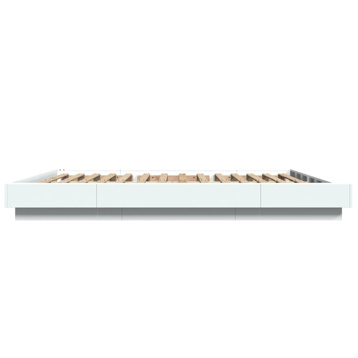 Cadru de pat cu lumini LED, alb, 160x200 cm, lemn prelucrat WALTI