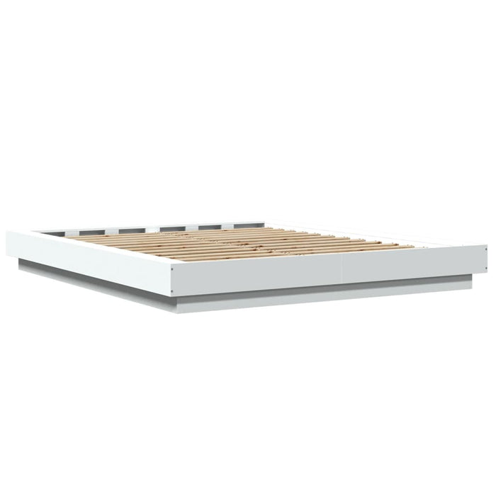 Cadru de pat cu lumini LED, alb, 160x200 cm, lemn prelucrat WALTI