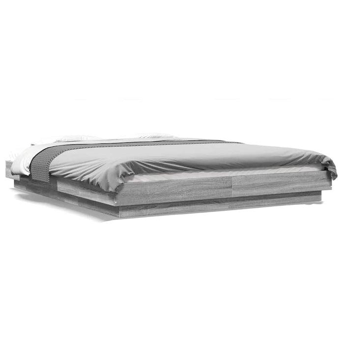 Cadru de pat cu lumini LED gri sonoma 160x200 cm lemn prelucrat - WALTI WALTI