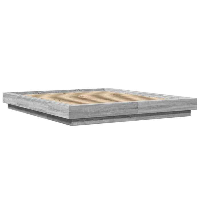 Cadru de pat cu lumini LED gri sonoma 160x200 cm lemn prelucrat - WALTI WALTI