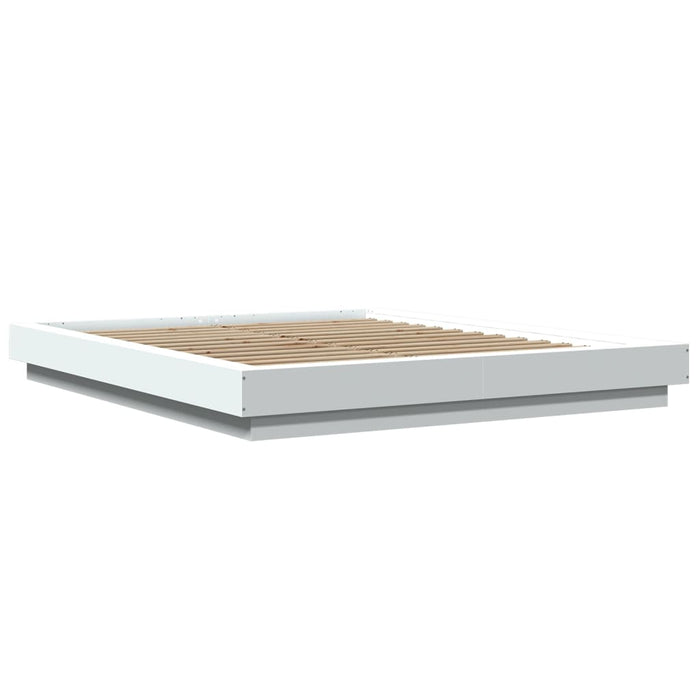 Cadru de pat cu lumini LED, alb, 150x200 cm, lemn prelucrat - WALTI WALTI
