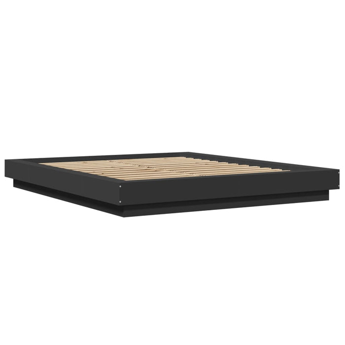 Cadru de pat cu lumini LED, negru, 150x200 cm, lemn prelucrat - WALTI WALTI