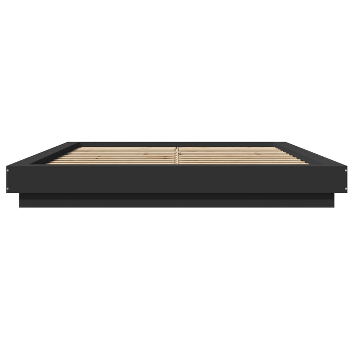 Cadru de pat cu lumini LED, negru, 150x200 cm, lemn prelucrat - WALTI WALTI