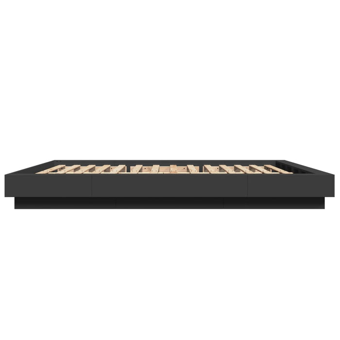 Cadru de pat cu lumini LED, negru, 150x200 cm, lemn prelucrat - WALTI WALTI