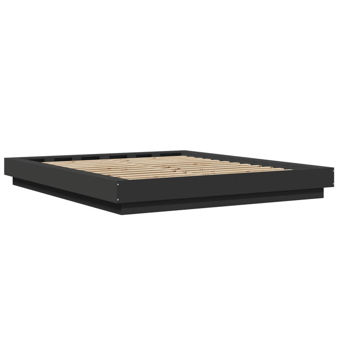 Cadru de pat cu lumini LED, negru, 150x200 cm, lemn prelucrat - WALTI WALTI