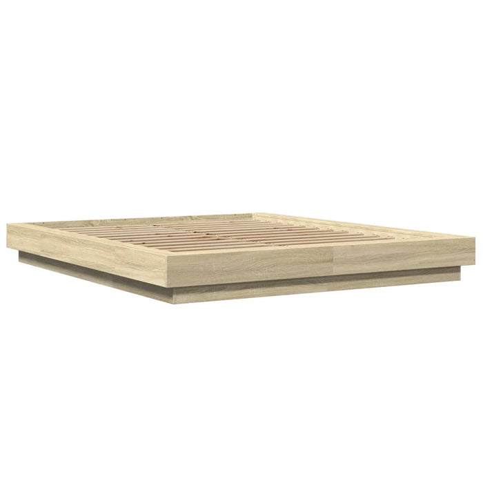 Cadru de pat cu LED stejar sonoma 150x200 cm lemn prelucrat - WALTI WALTI