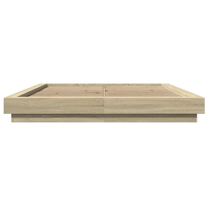 Cadru de pat cu LED stejar sonoma 150x200 cm lemn prelucrat - WALTI WALTI
