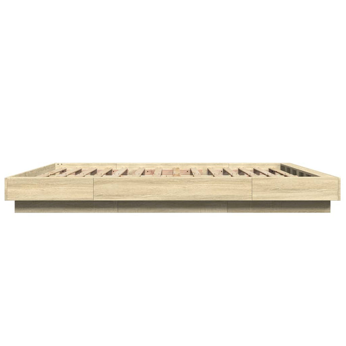 Cadru de pat cu LED stejar sonoma 150x200 cm lemn prelucrat - WALTI WALTI