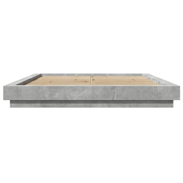 Cadru de pat cu lumini LED gri beton 150x200 cm, lemn prelucrat WALTI