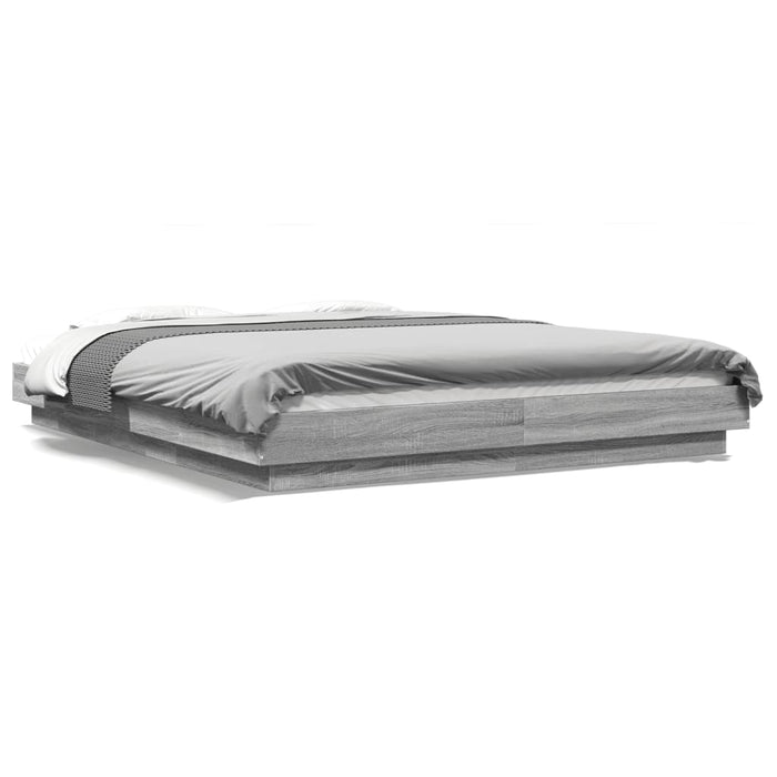 Cadru de pat cu lumini LED gri sonoma 150x200 cm lemn prelucrat - WALTI WALTI