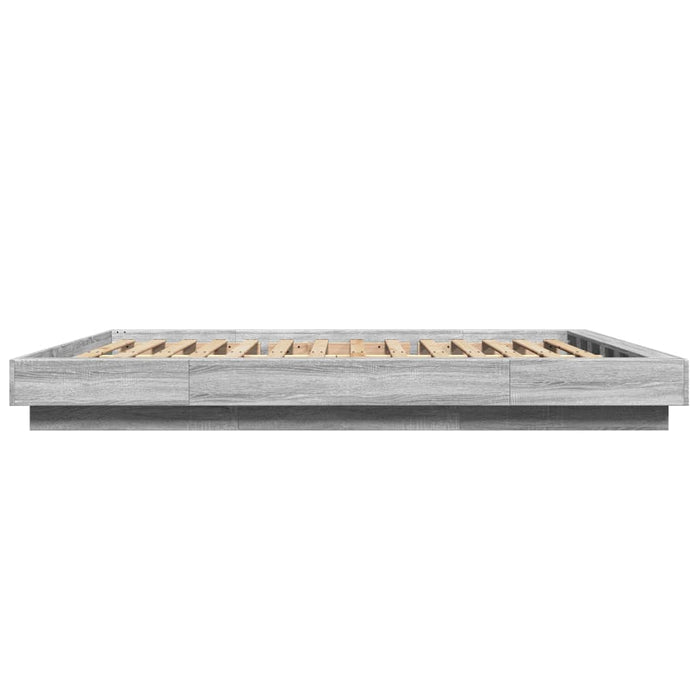Cadru de pat cu lumini LED gri sonoma 150x200 cm lemn prelucrat - WALTI WALTI