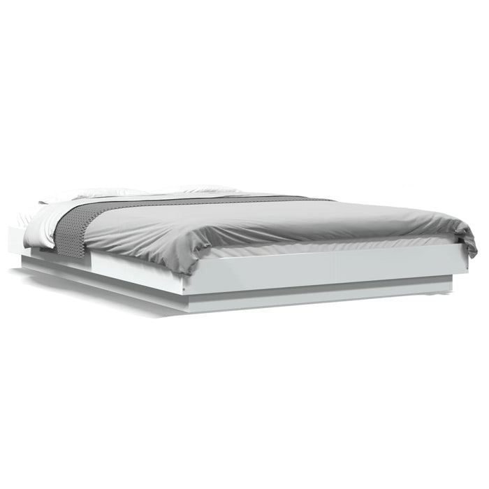 Cadru de pat cu lumini LED, alb, 140x200 cm, lemn prelucrat WALTI