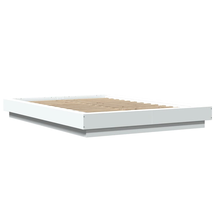 Cadru de pat cu lumini LED, alb, 140x200 cm, lemn prelucrat WALTI