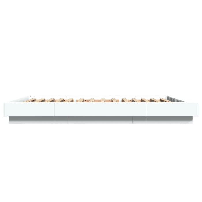 Cadru de pat cu lumini LED, alb, 140x200 cm, lemn prelucrat WALTI