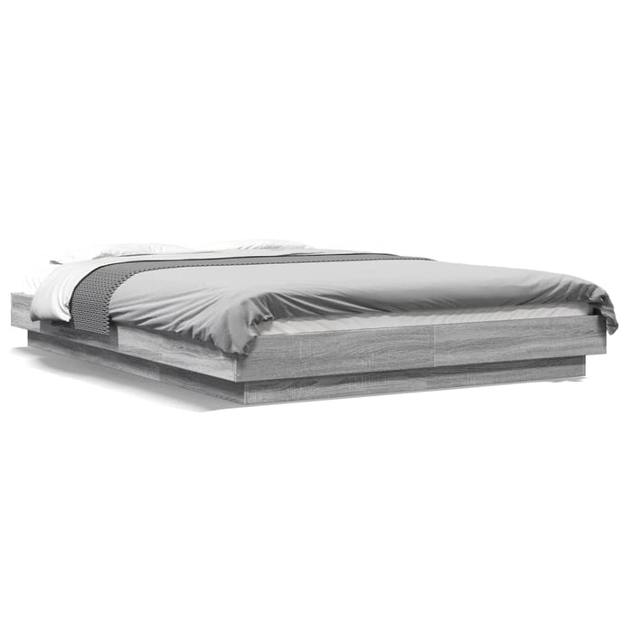 Cadru de pat cu lumini LED gri sonoma 140x200 cm lemn prelucrat - WALTI WALTI