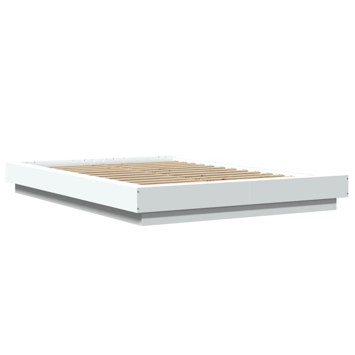 Cadru de pat cu lumini LED, alb, 120x200 cm, lemn prelucrat WALTI