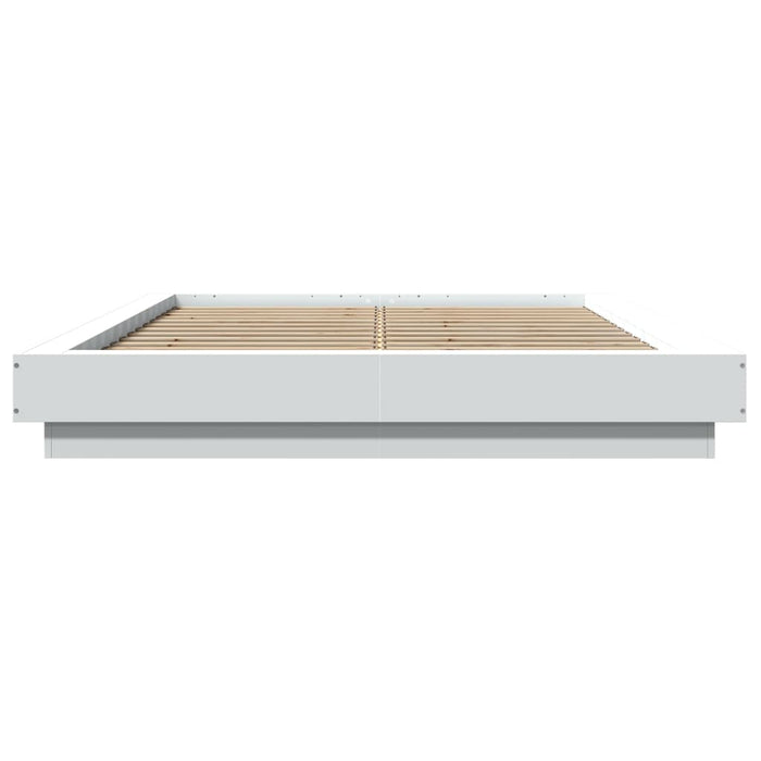 Cadru de pat cu lumini LED, alb, 120x200 cm, lemn prelucrat WALTI