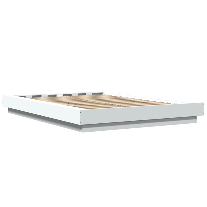 Cadru de pat cu lumini LED, alb, 120x200 cm, lemn prelucrat WALTI