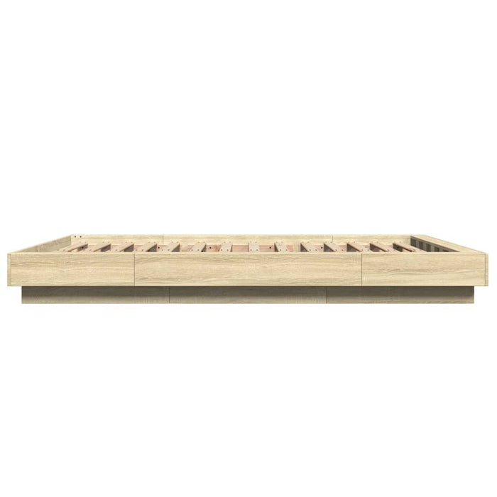Cadru de pat cu LED stejar sonoma 120x200 cm lemn prelucrat - WALTI WALTI
