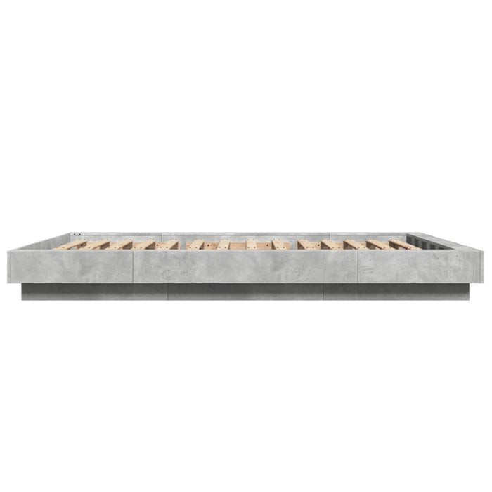 Cadru de pat cu lumini LED gri beton 120x200 cm, lemn prelucrat WALTI