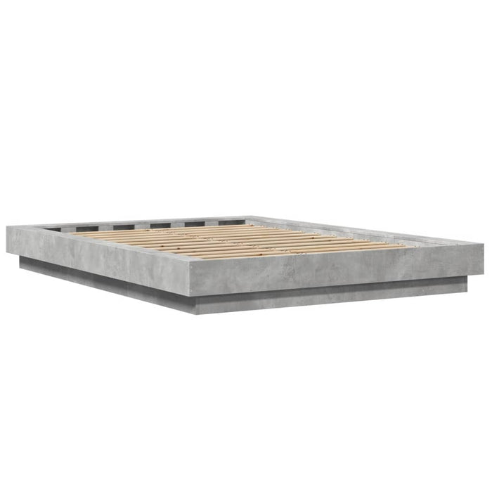 Cadru de pat cu lumini LED gri beton 120x200 cm, lemn prelucrat WALTI