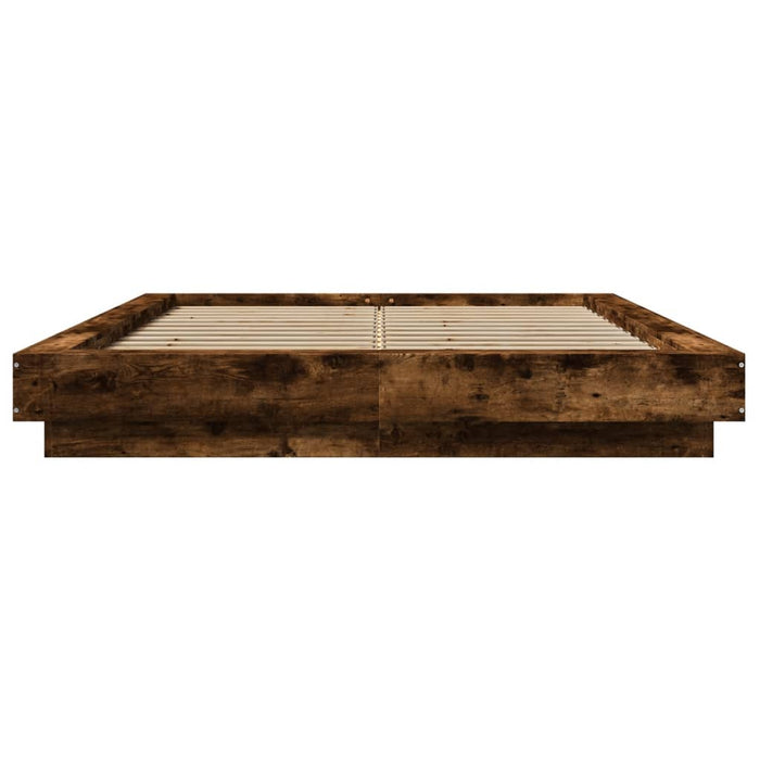 Cadru pat cu lumini LED stejar fumuriu 120x200cm lemn prelucrat - WALTI WALTI