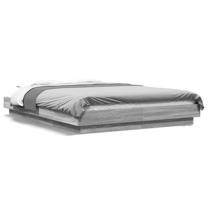 Cadru de pat cu lumini LED gri sonoma 120x200 cm lemn prelucrat - WALTI WALTI