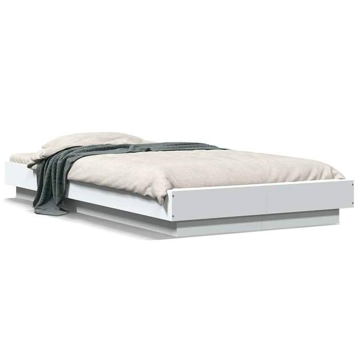 Cadru de pat cu lumini LED, alb, 100x200 cm, lemn prelucrat - WALTI WALTI