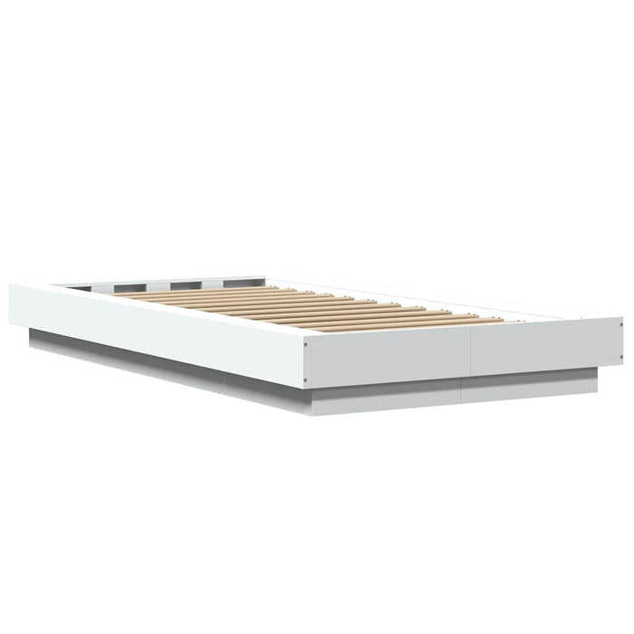Cadru de pat cu lumini LED, alb, 100x200 cm, lemn prelucrat - WALTI WALTI
